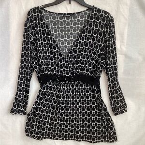 Apt. 9 Black and White Patterned Blouse